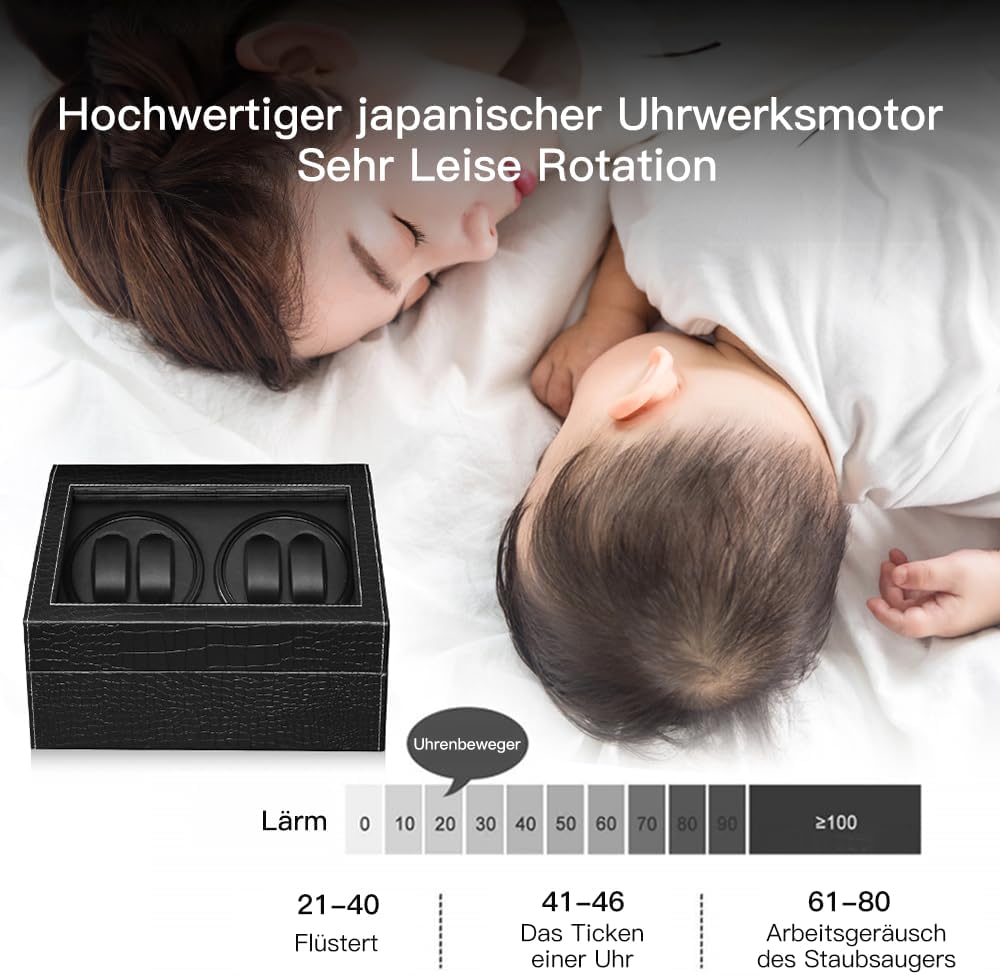 LINGFANSTORE Automatische Uhrenbeweger Box,luxuriöser Uhrenbeweger,Uhrengehäuse mit leisem Mabuchi M