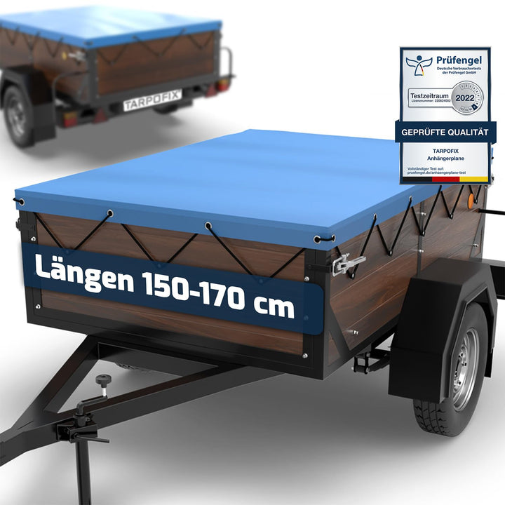 Tarpofix® Anhängerplane Flachplane 150 x 105 x 7,5 cm - inkl. Planengummi - randverstärktes Anhänger