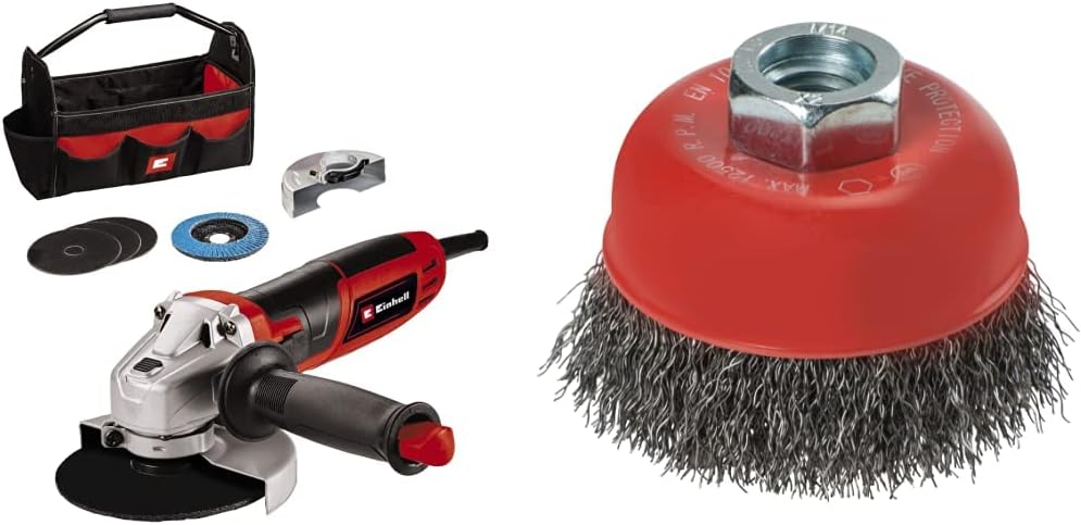 Einhell Winkelschleifer TC-AG 125/850 Kit (850 W, 12.000 min-1, max. Schnitttiefe 28 mm, max. Scheib