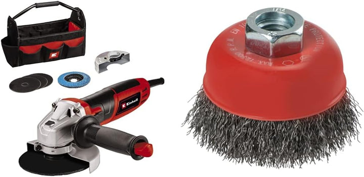 Einhell Winkelschleifer TC-AG 125/850 Kit (850 W, 12.000 min-1, max. Schnitttiefe 28 mm, max. Scheib