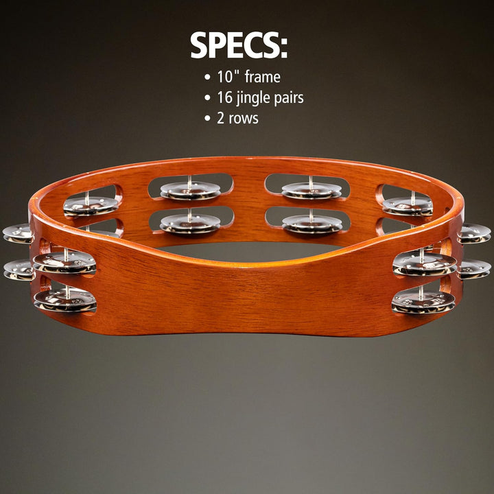 Meinl Percussion TA2AB Holztamburin mit Stahlschellen (2-reihig), 25,40 cm (10 Zoll) Durchmesser, af