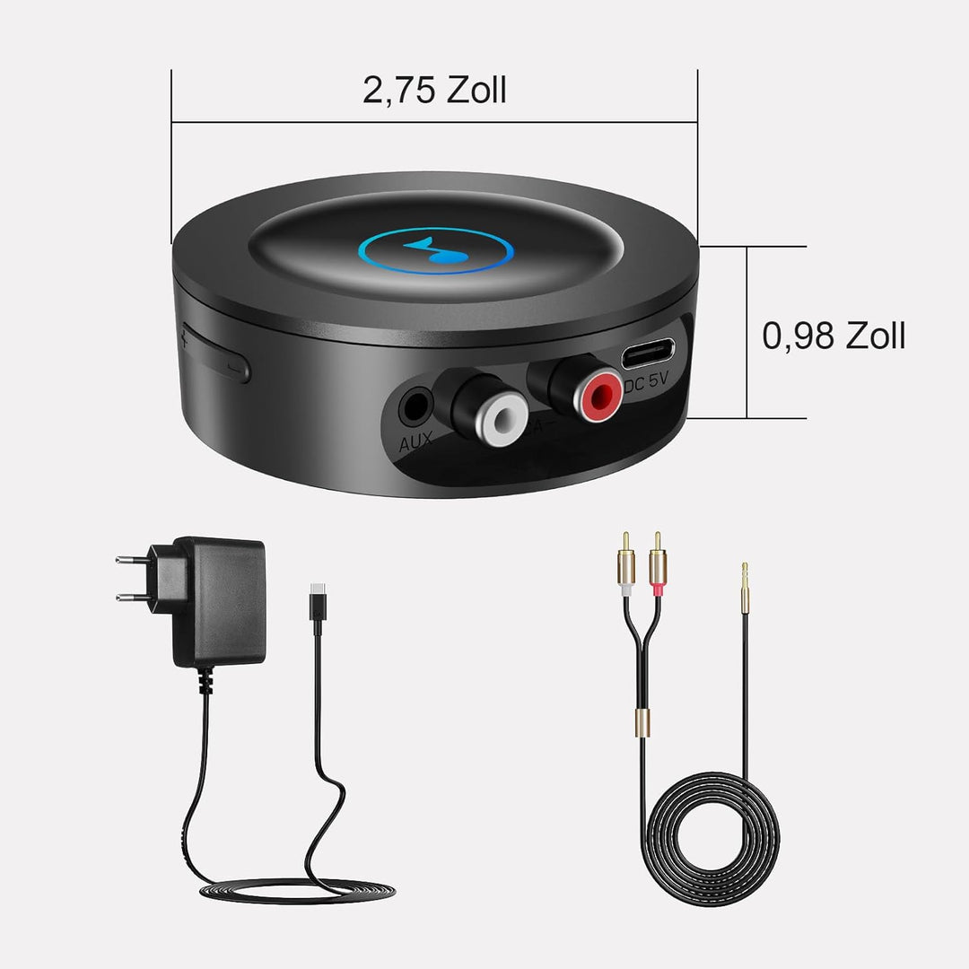 Bluetooth 5.2 Empfänger für Stereoanlage, AUX Bluetooth Adapter Klinke 3.5, Lossless-Level HiFi Rece