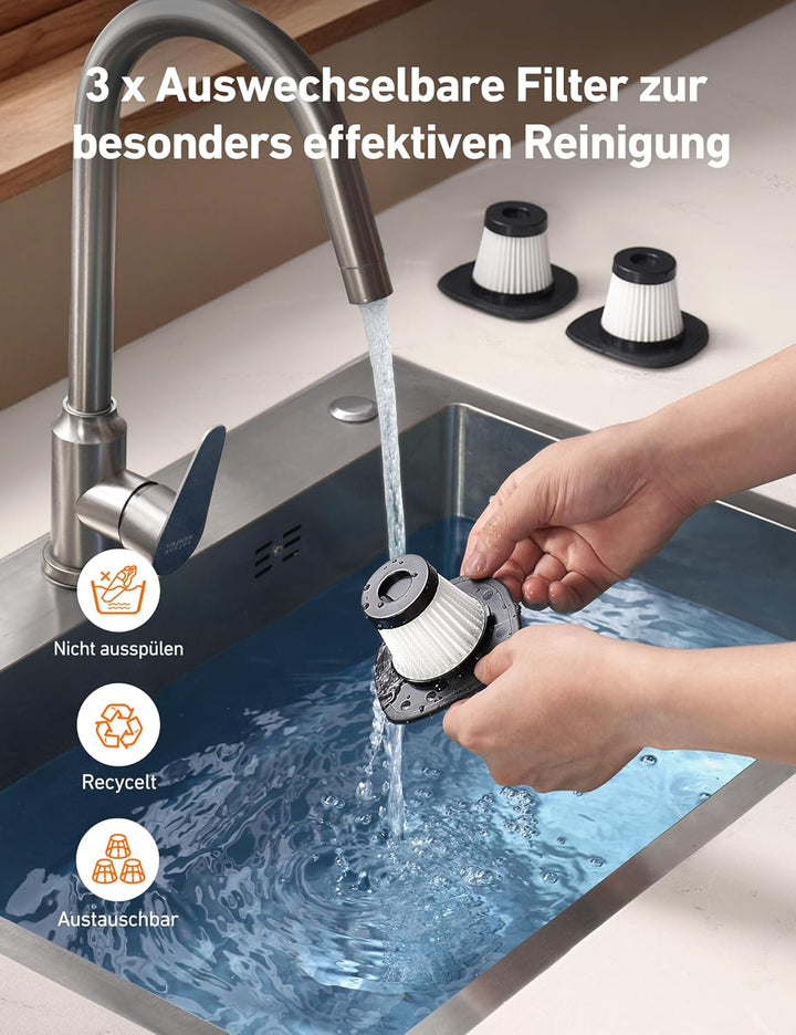 AstroAI Handstaubsauger Akku mit Zubehör, Kabelloser Autostaubsauger Stark mit LED, Bürste, Verlänge