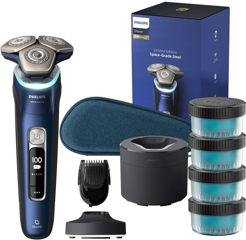 Philips Shaver Series 9000 – Elektrischer Nass-und Trockenrasierer für Männer in Blau mit Lift and C