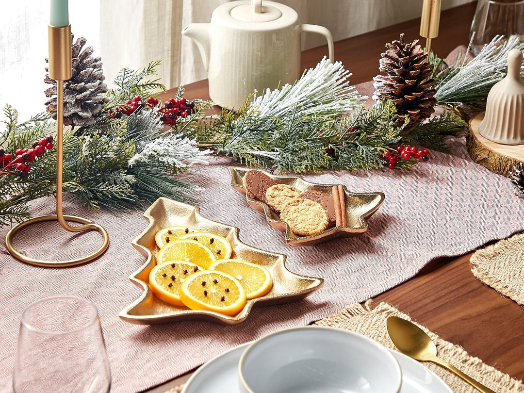 Dekoschale Aluminium gold Weihnachtsbaum 2er Set Dekotablett Dekoration Durian