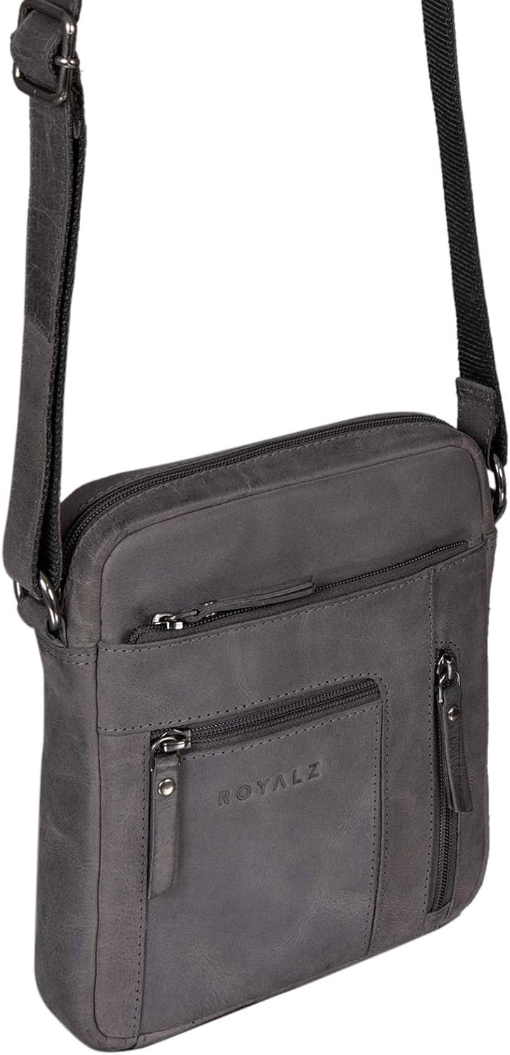 ROYALZ 'Dallas' Kleine Umhängetasche Herren Leder Vintage Look Echtleder Männer Ledertasche Mini Sch