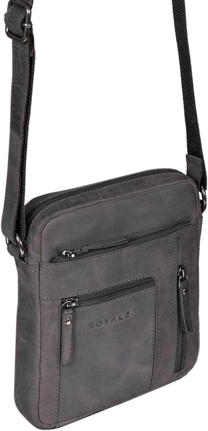 ROYALZ 'Dallas' Kleine Umhängetasche Herren Leder Vintage Look Echtleder Männer Ledertasche Mini Sch