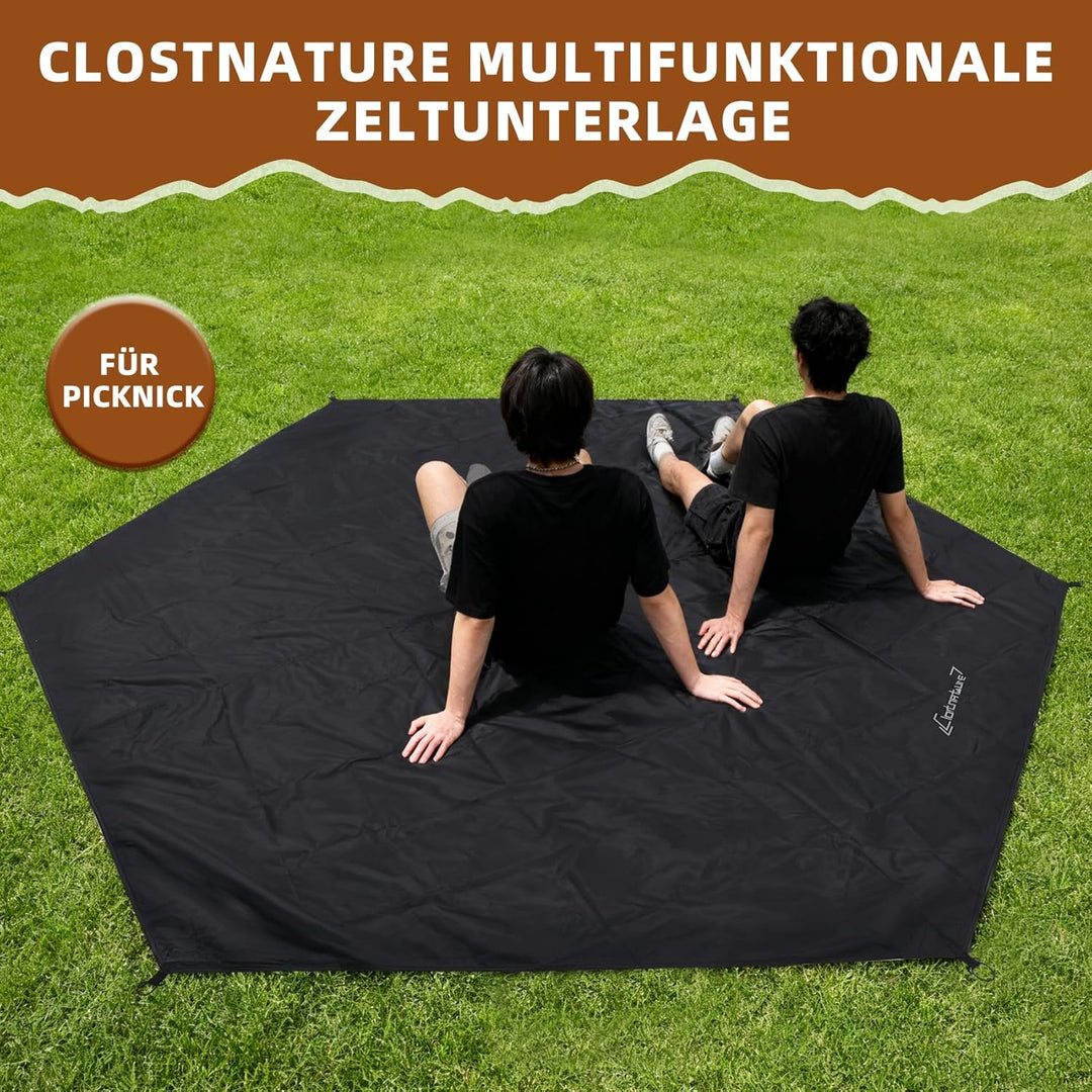 Clostnature Hexagonale Zeltunterlage Wasserdicht - 366 x 318 CM Camping Bodenplane für Zelte, Robust