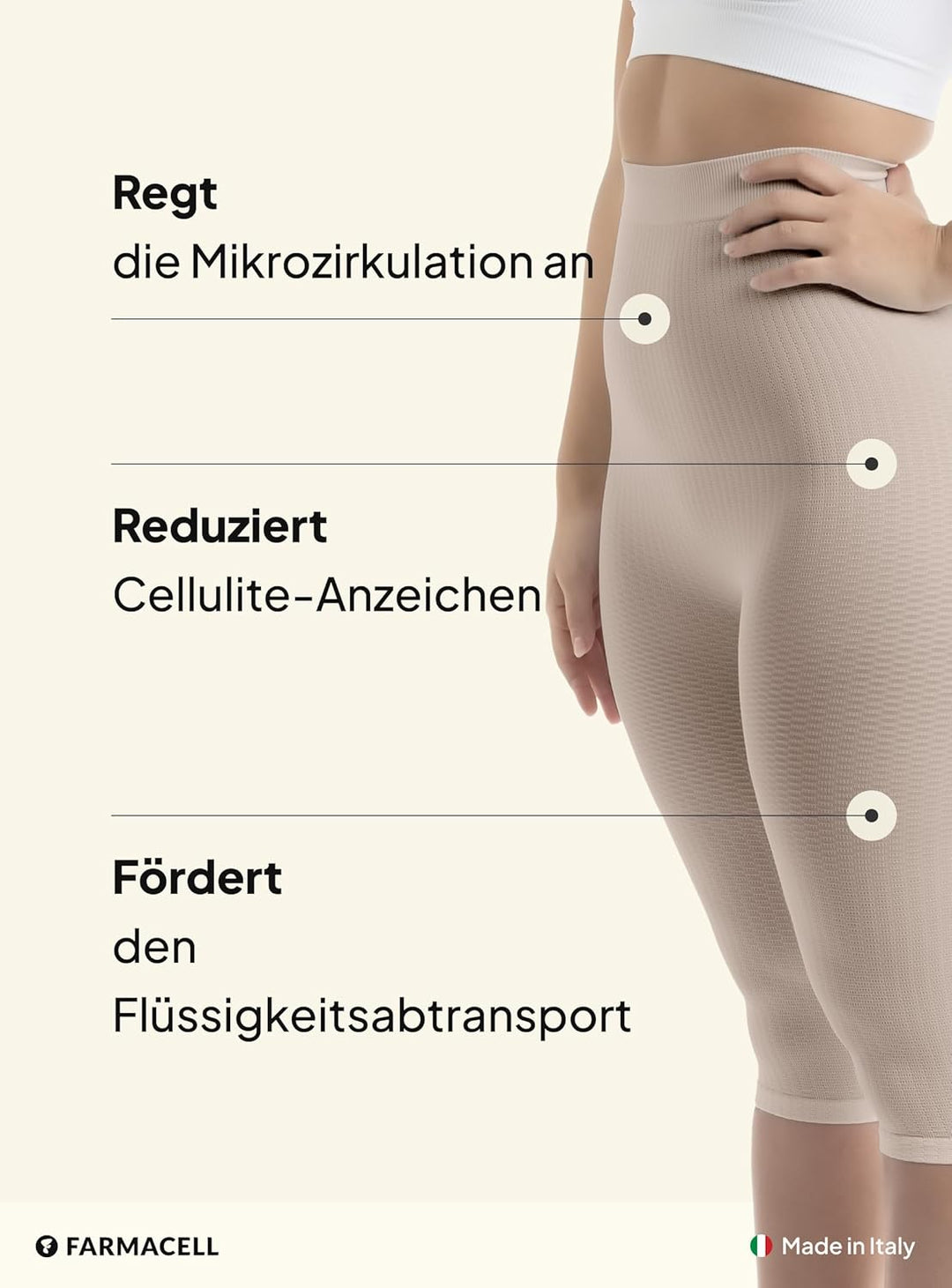 FarmaCell 123 Massierende reduzierende Miederhose Hohe Taille unter dem Knie 3XL-4XL Beige, 3XL-4XL