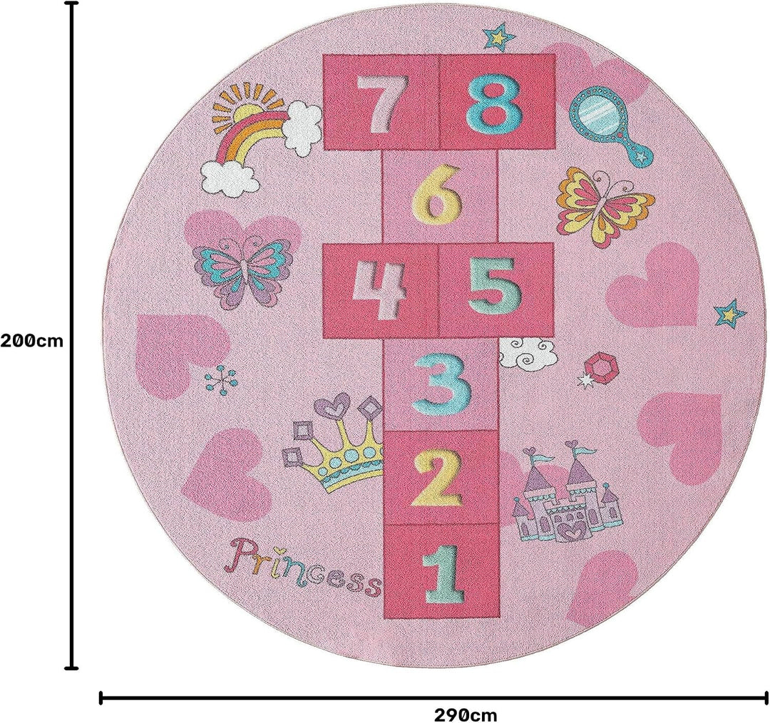 the carpet Happy Life Kinderzimmer, Kinderteppich, Spielteppich, Waschbar, Zahlenteppich, Hüpfteppic