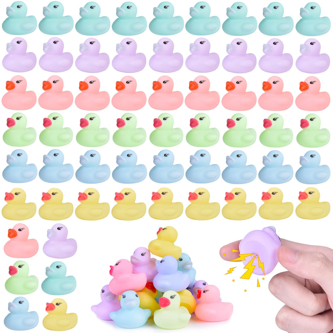60 Stück Pastellfarbene Badeenten Quietscheentchen aus Gummi Mini Set schwimmendes Badespielzeug für