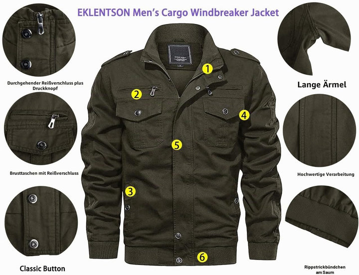 EKLENTSON Herren Arbeitsjacke Workwear Übergangsjacke Cargo Jacke mit Vielen Taschen S Armeegrün #91