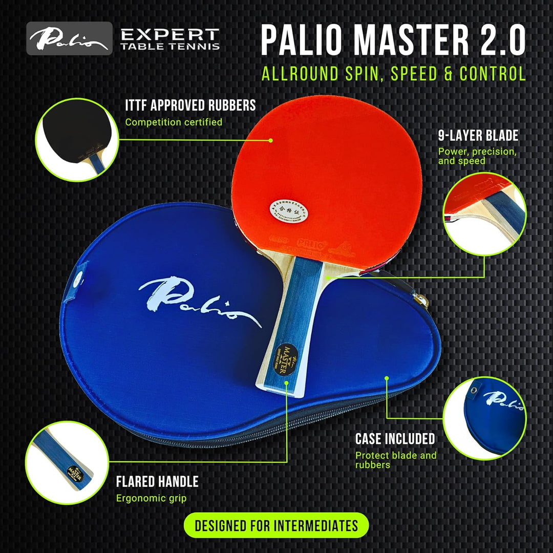Expert Table Tennis Palio Master 2.0 Tischtennisschläger Mit Hülle