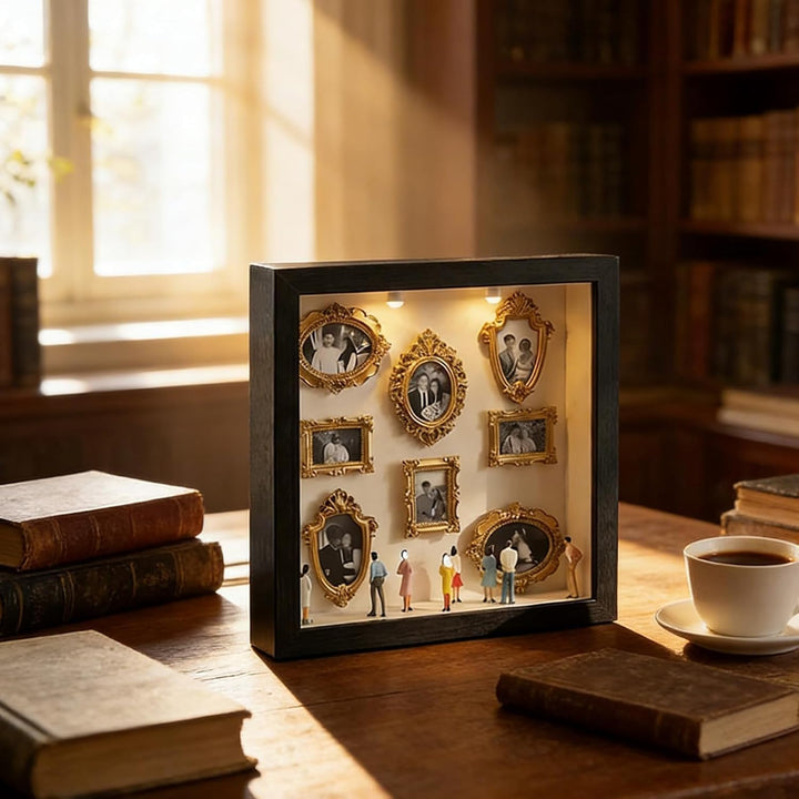 Pipihome Mini Museum Bilderrahmen Vintage, DIY Mini Bilderrahmen zum Befüllen mit Golden Rahmen & Mi