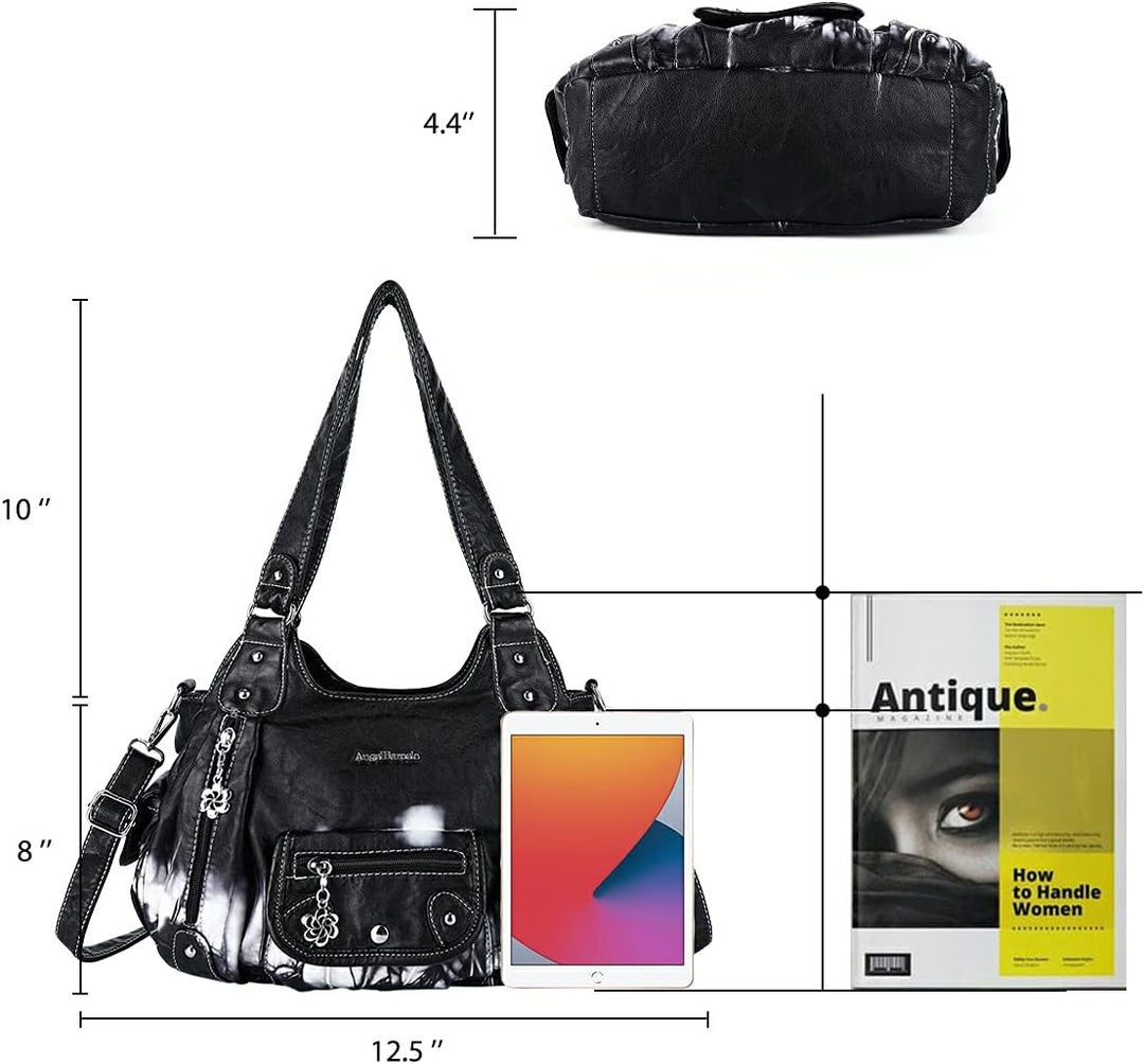 Angel Barcelo Damen Geldbörsen und Handtaschen PU Leder Umhängetasche Mode Hobo Taschen für Mädchen