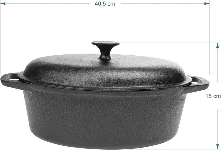 BROWIN® Gusseisen Topf 330525 | Traditioneller Gusstopf | Robuster Brottopf mit Deckel für Induktion