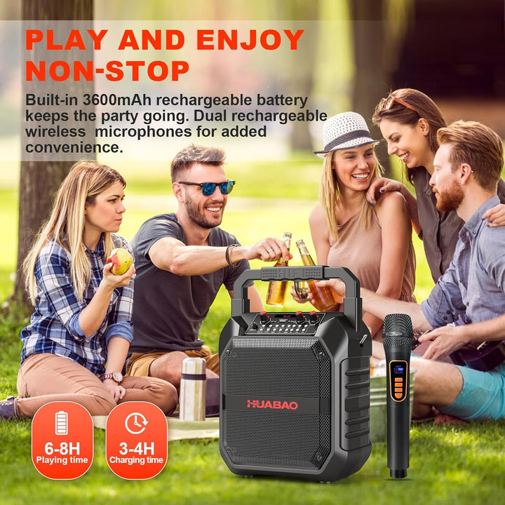 Karaoke-Maschine, tragbarer Bluetooth-Lautsprecher mit drahtlosem Mikrofon für Erwachsene & Kinder,