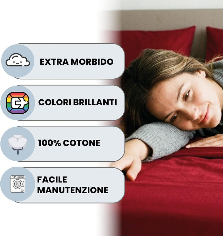 Italian Bed Linen Max Color Bettwäsche-Set, Bordeaux, Doppelte, Bordeaux