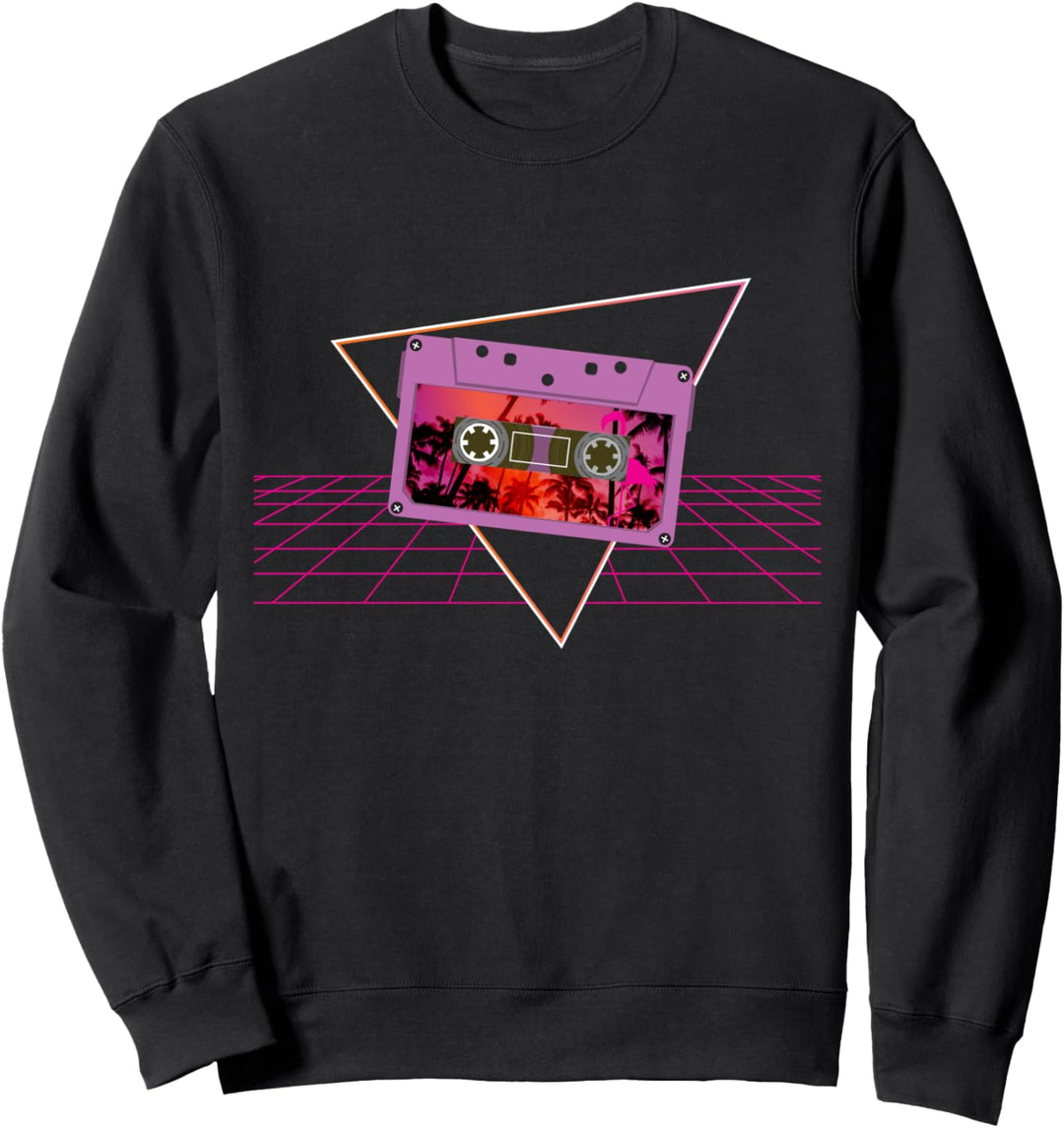 Retrowave-Synthwave-Rasterkassettenband Sweatshirt