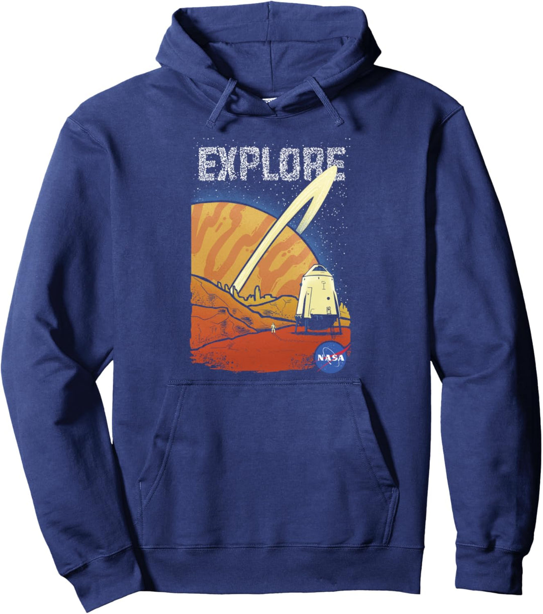 NASA Explore Star Text Saturn View Pullover Hoodie