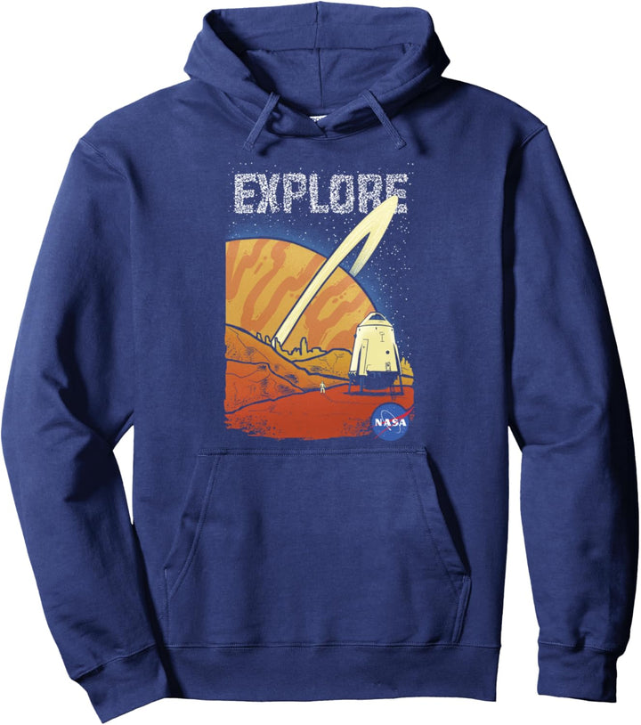 NASA Explore Star Text Saturn View Pullover Hoodie