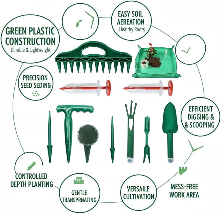 Gartenwerkzeug Set - Manueller Bodenlocher | Pflanzen Umtopfmatte,Für Tomaten Paprika Rasen Innen Au