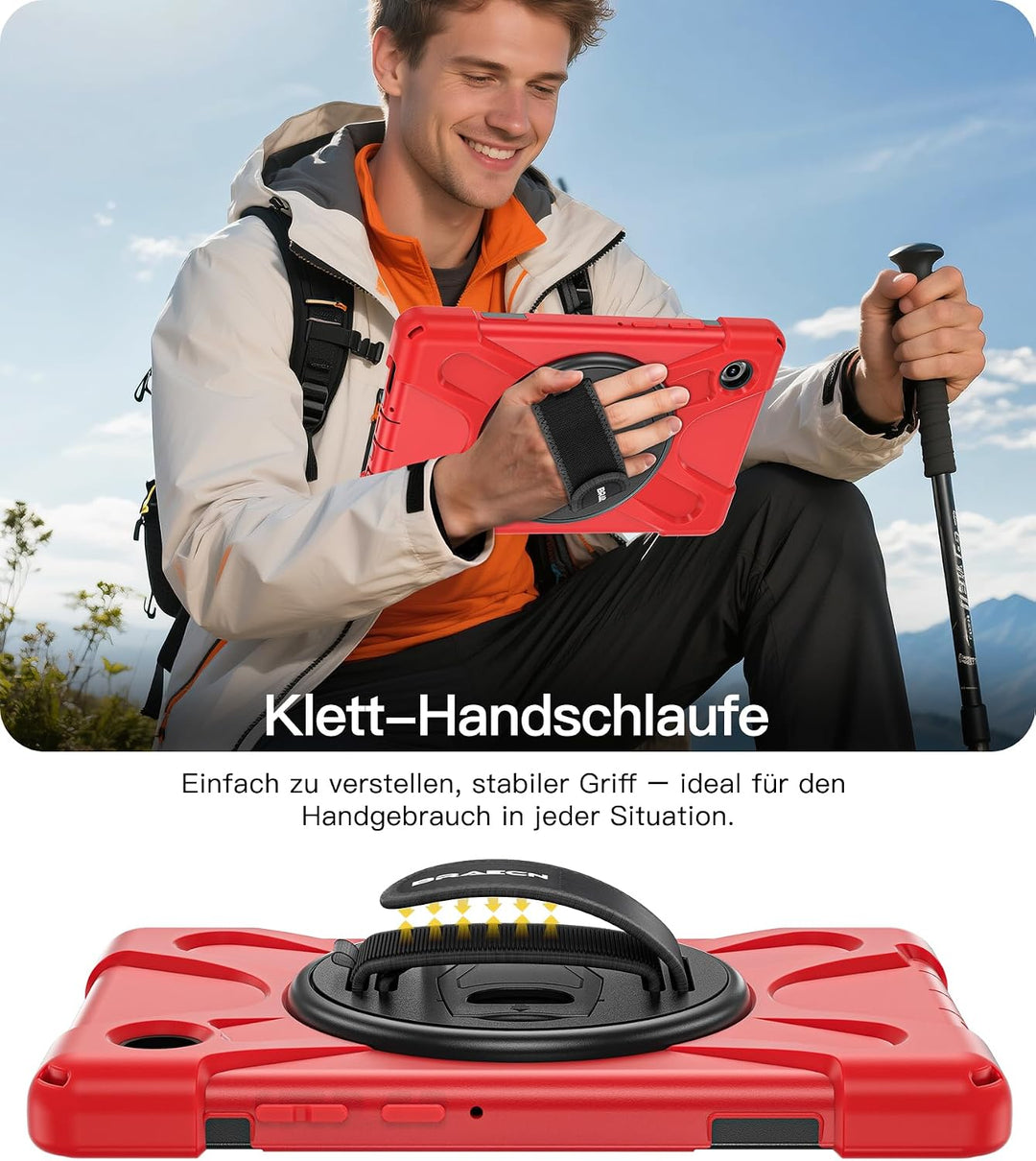 BRAECN für Galaxy Tab A11 Hülle - Samsung Tablet A11 8.7 Zoll 2025 Rot | Stossfeste Schutzhülle mit