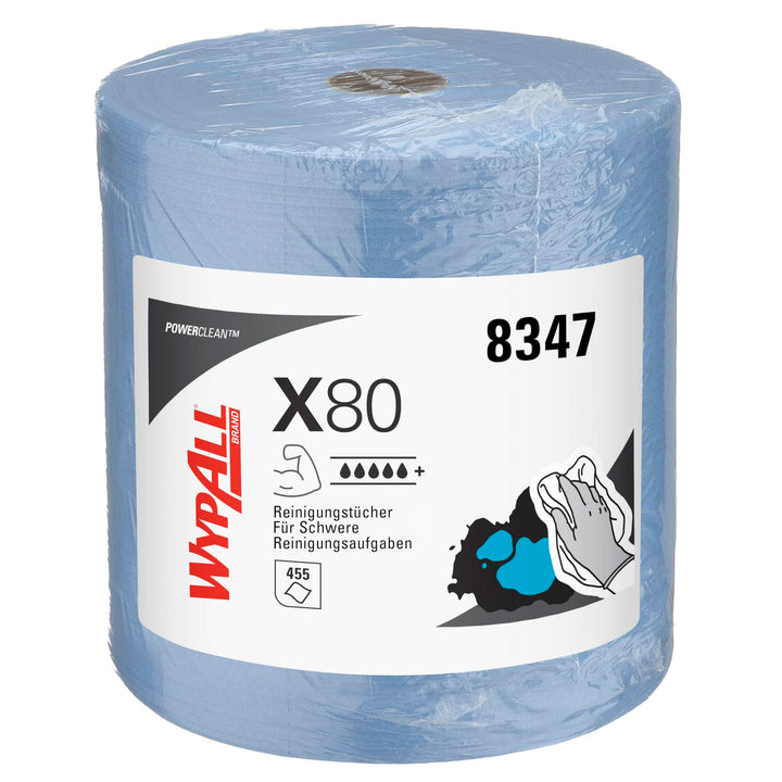 WypAll X80 Power Clean Tücher 8347 – Wiederverwendbare Reinigungstücher – 1 blaue Grossrolle x 475 s