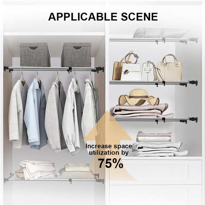 Hershii Erweiterbare Schrankspannregalstange, verstellbares Metallregal, Schrank-Organizer, DIY-Tren