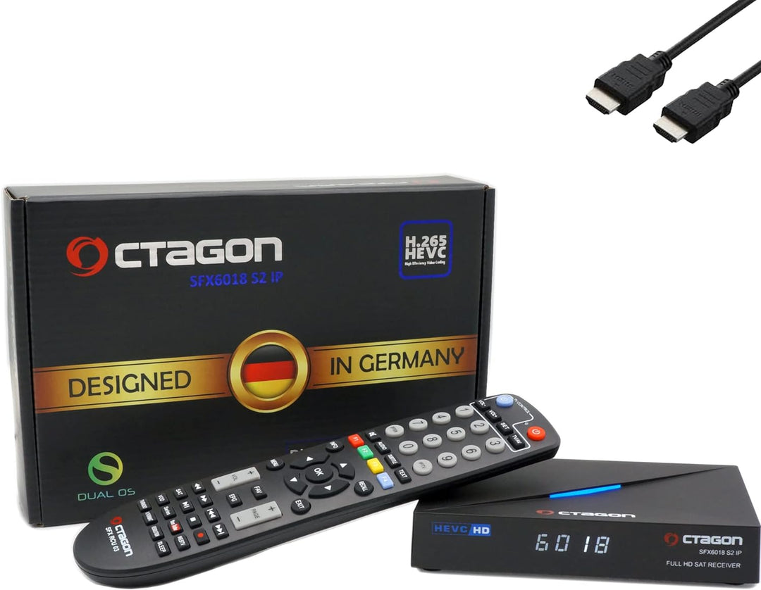 OCTAGON SFX6018 S2+IP H.265 HEVC 1x DVB-S2 HD E2 Linux Smart Receiver, Satelliten Receiver mit Aufna
