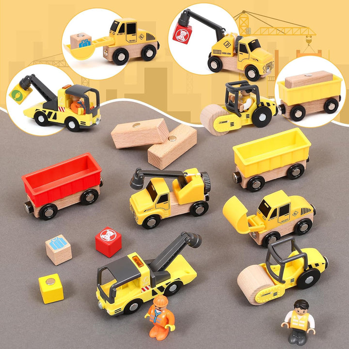 Baufahrzeuge Baustelle Kinder Geschenke Jungen 2 3 4 5 Jahre Holz Magnetisch Fahrzeug Spielzeug mit