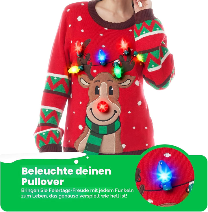 JOYIN Damen LED Beleuchtete Rentier Hässliche Weihnachtspullover Damen mit Integrierten Leuchtmittel
