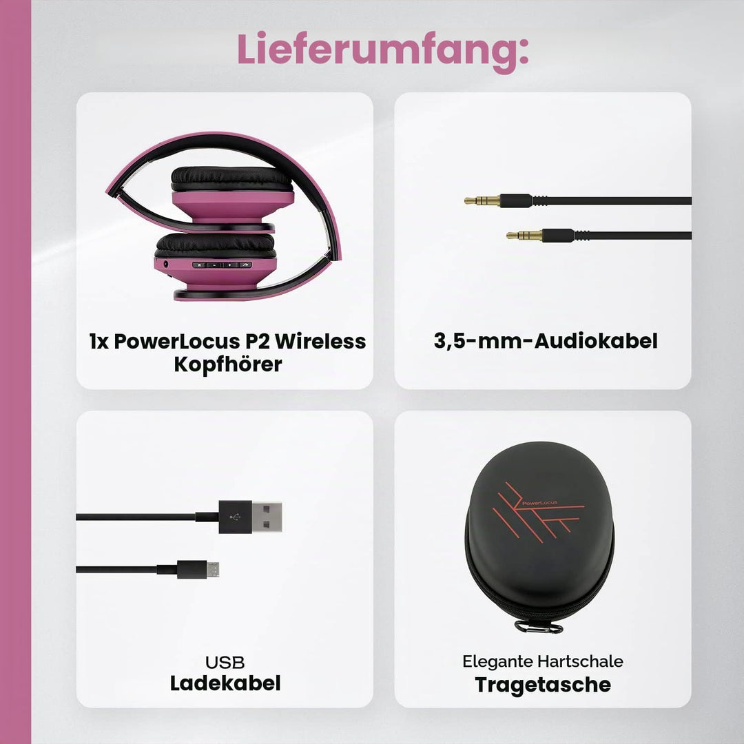 PowerLocus Bluetooth Over-Ear Kopfhörer, Kabellos Stereo Faltbare Kopfhörer Kabellose und Kabel-Kopf