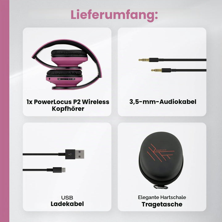 PowerLocus Bluetooth Over-Ear Kopfhörer, Kabellos Stereo Faltbare Kopfhörer Kabellose und Kabel-Kopf