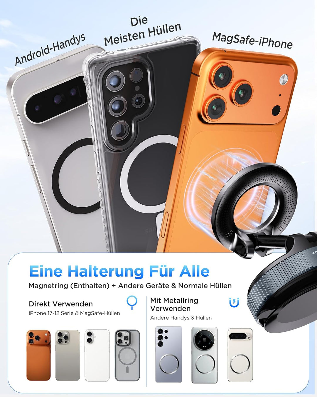 Vakuum Magnetischer Handyhalterung Auto für Magsafe Autohalterung, 2025 Upgraded Vmag-S1 Handyhalter