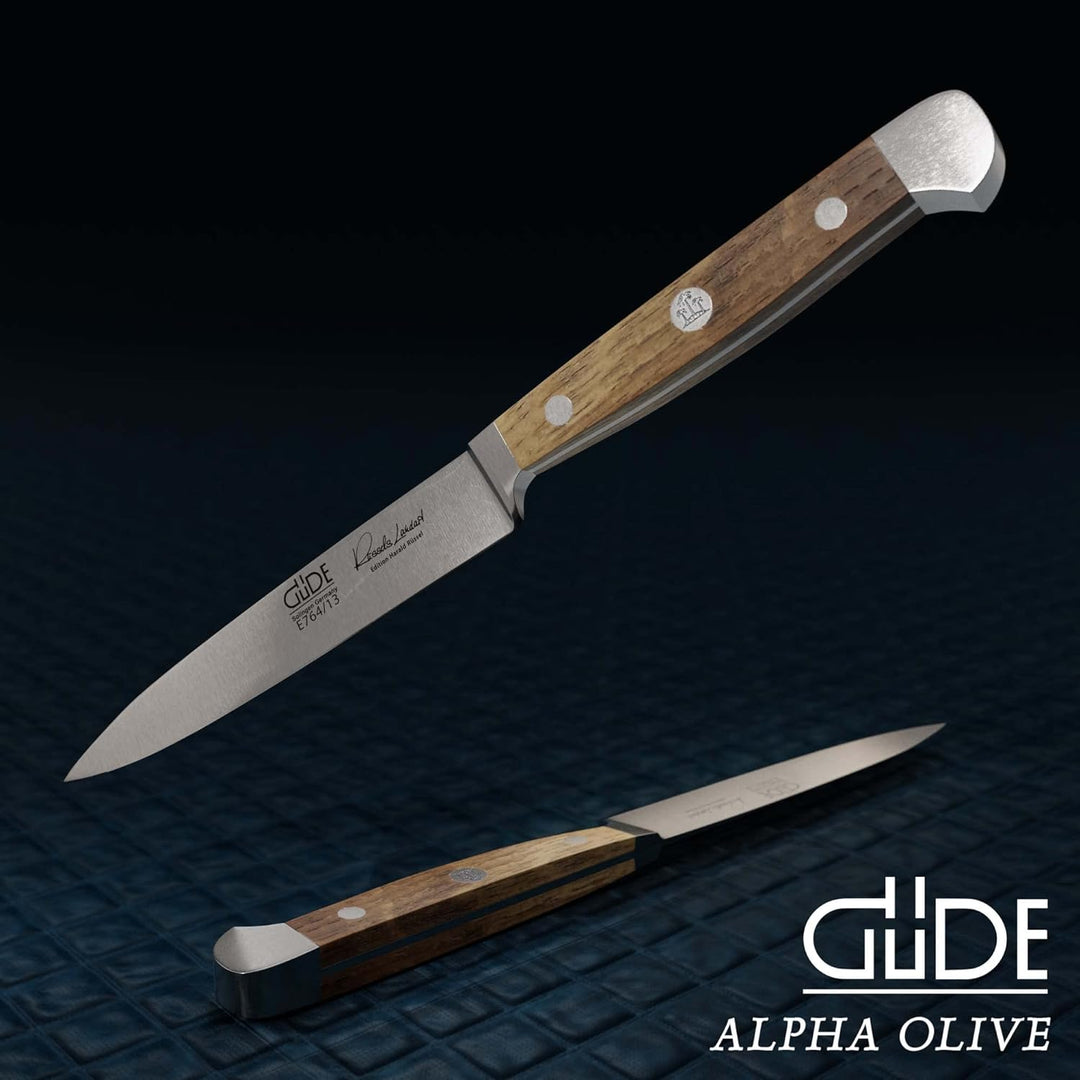 GÜDE Solingen - Spickmesser geschmiedet, 13 cm, Fasseichenholz, ALPHA FASSEICHE, Office Messer, Dopp