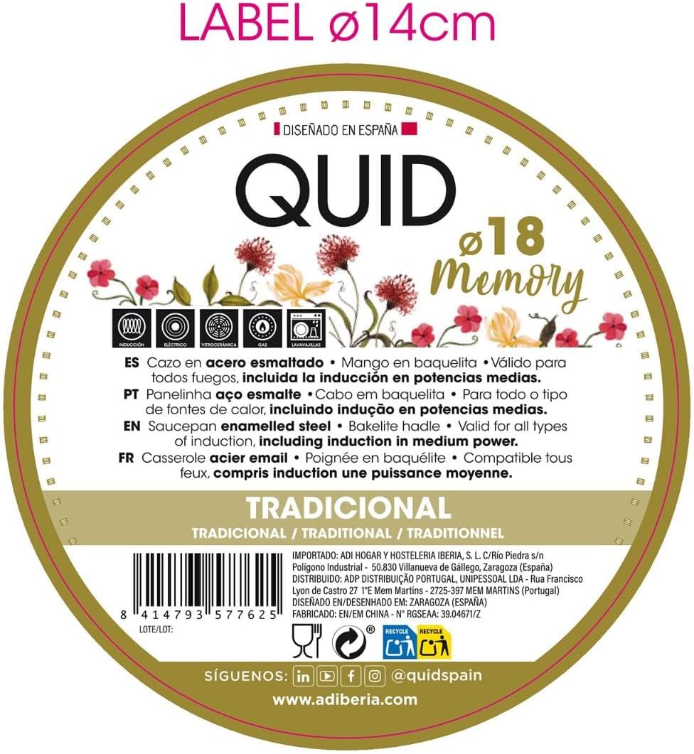 Quid Memory Emaille-Pfanne, Stahl, 18 cm, 200 cl, Karbonstahl, geeignet für Glaskeramik, elektrisch,