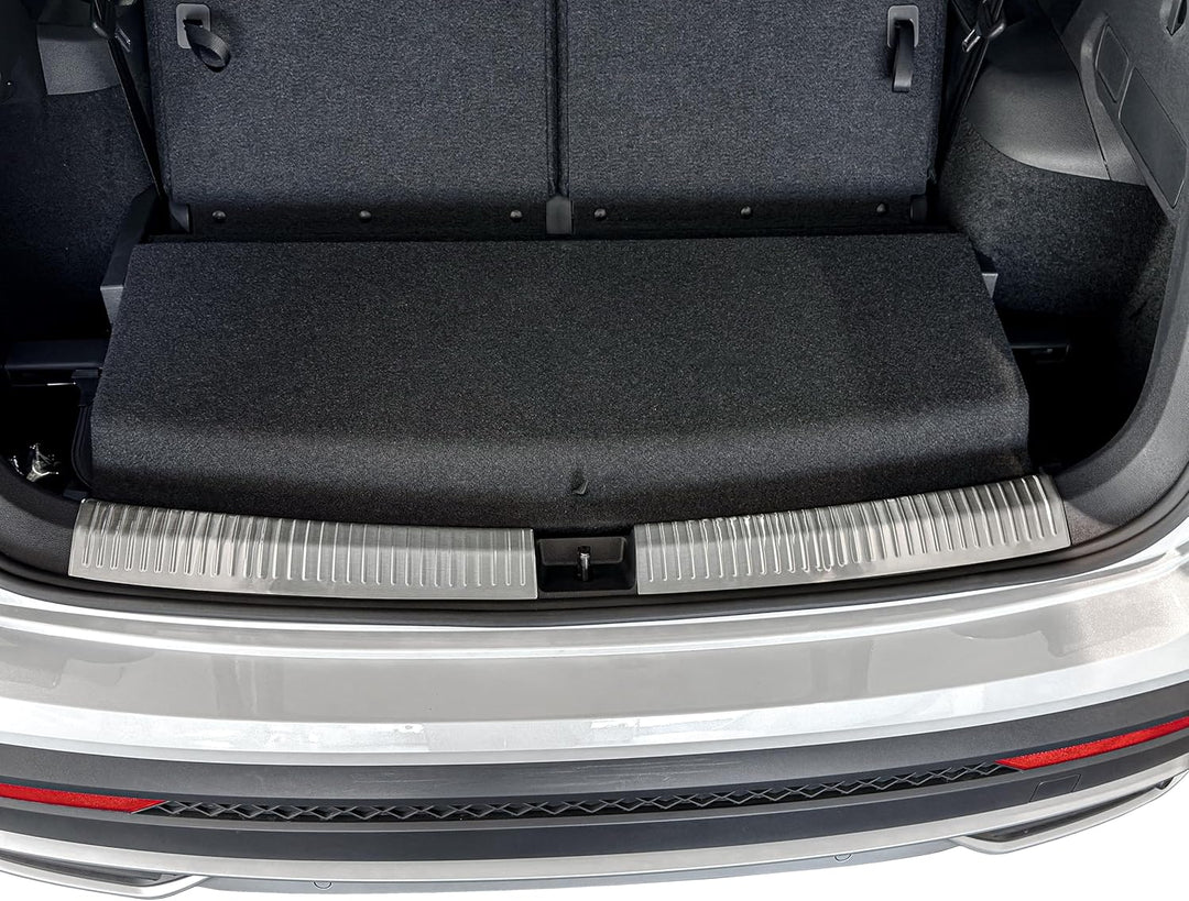 RECAMBO Ladekantenschutz Edelstahl matt gebürstet mit Textur - kompatibel für Seat Tarraco - KN2 - B