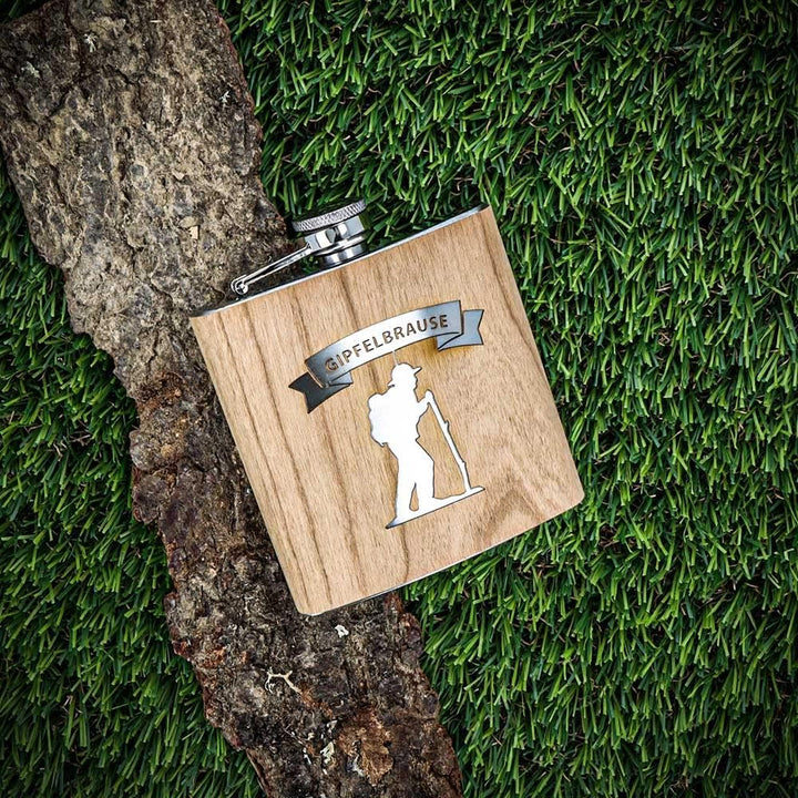 Spruchreif | Flachmann aus Edelstahl mit Gravur | Geschenkidee Wanderer | Outdoor Gipfel Brause, Gip