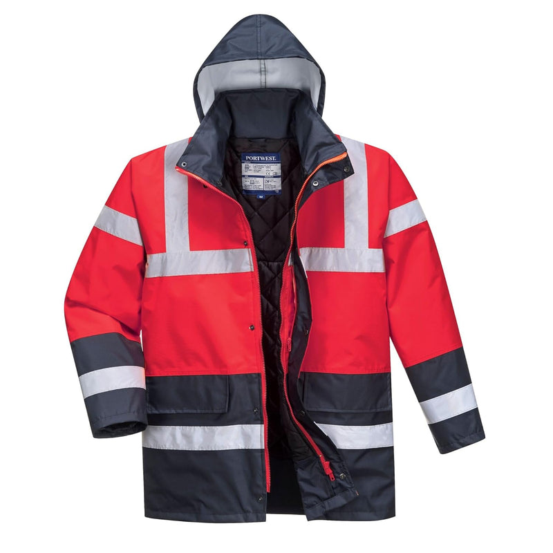 Portwest Warnschutz Kontrast Traffic-Jacke, Grösse: XXL, Farbe: Rot/Marine, S466RNRXXL XXL Gelb, XXL