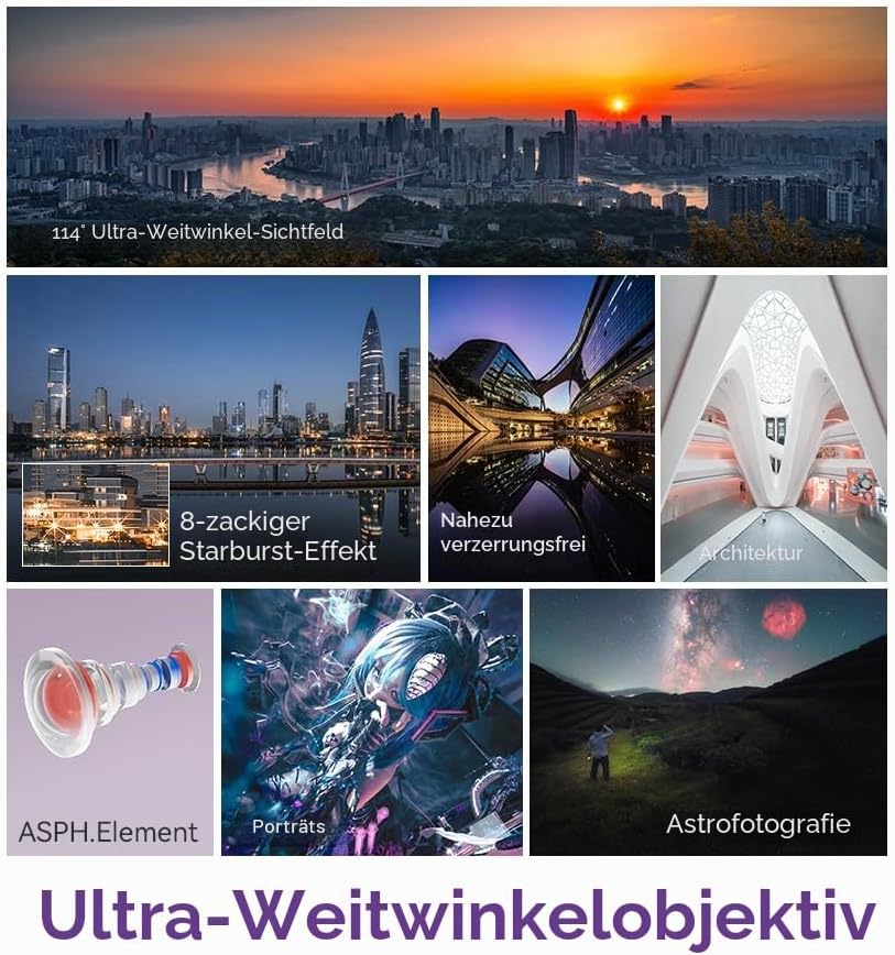 TTARTISAN 14mm F2.8 ASPH. Kameraobjektiv Vollformat Manueller Fokus Ultraweitwinkel (für Canon RF),