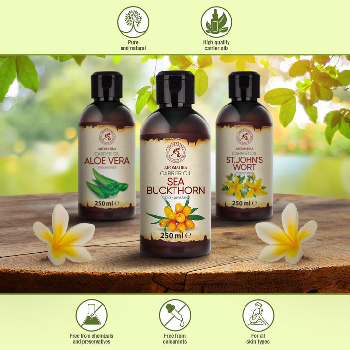 Sanddornöl 250 ml - Hippophae Rhamnoides - Kaltgepresst - Sanddorn Öl - Rein & Natürlich - Trägeröl