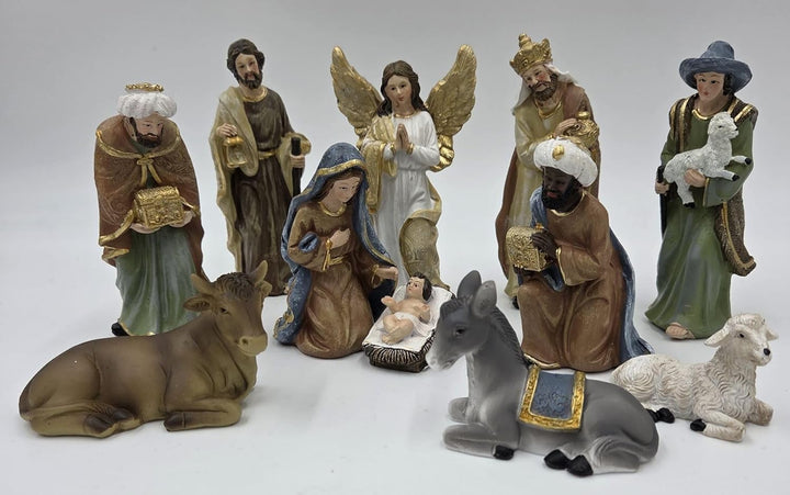 Krippenfiguren-Set 11teilig 4cm-13cm Weihnachtsdekoration Krippendeko Weihnachten Winter Deko