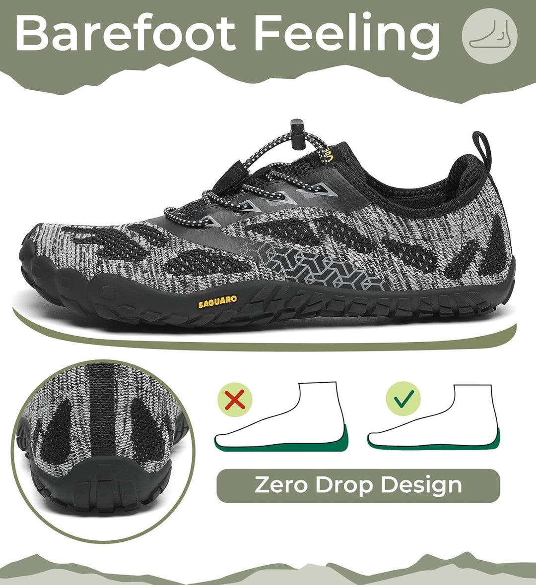 SAGUARO Unisex Barfussschuhe Schnell Trocknend Barfussschuhe Badeschuhe Traillaufschuhe for Outdoor