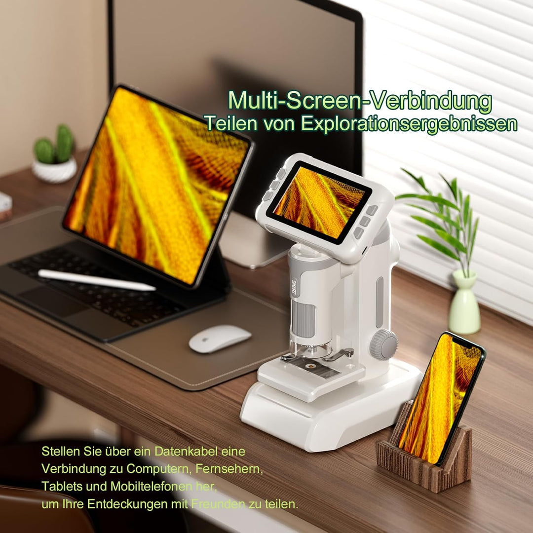 4,0" IPS Digital Mikroskop 1600X, 1080P Tragbares Handmikroskop mit Foto- und Videoaufzeichnung, 32