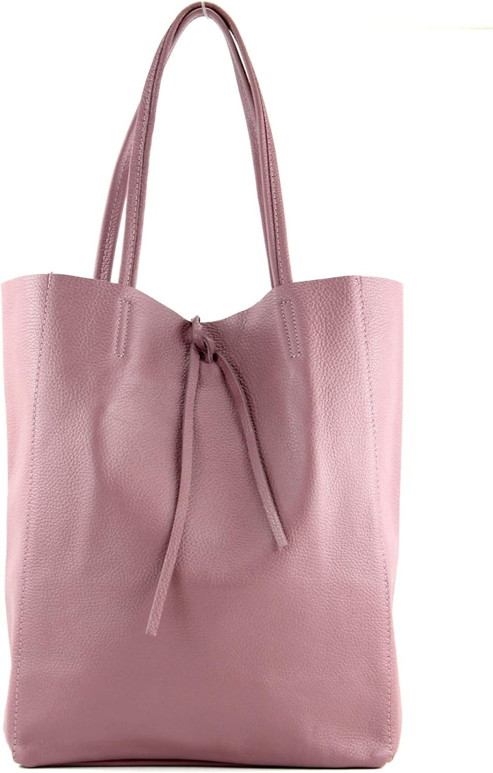 modamoda de - T163 - Ital. Shopper Large mit Innentasche aus Leder Altrosa
