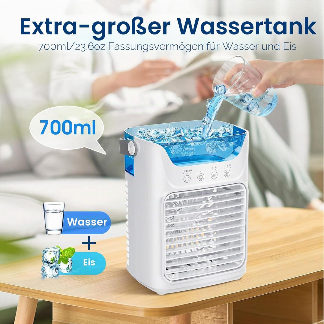 Tragbare Klimaanlagen, Luftkühler Luftbefeuchter mit Wassertank und Kaltnebel, Kühlventilator Unters