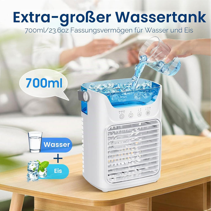 Tragbare Klimaanlagen, Luftkühler Luftbefeuchter mit Wassertank und Kaltnebel, Kühlventilator Unters