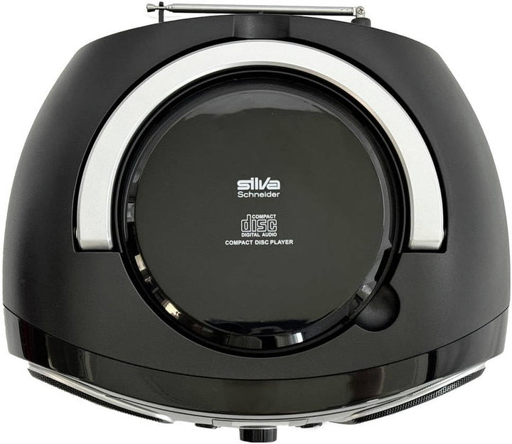 Silva-Schneider 1901850 MPC 19.4 UKW Radio mit CD-Player, AUX, USB, Schwarz/Silber, schwarz/silber