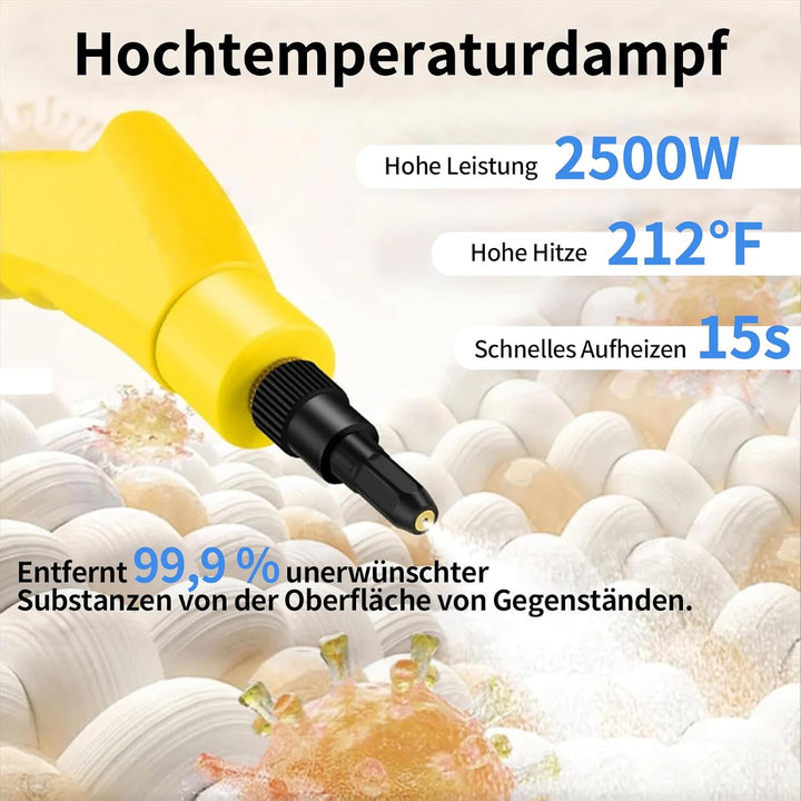 Dampfreiniger, Dampfreiniger Handgerät, 1.2L Wassertank, 15 Sekunden Aufheizzeit, 2500W Hochdruck St
